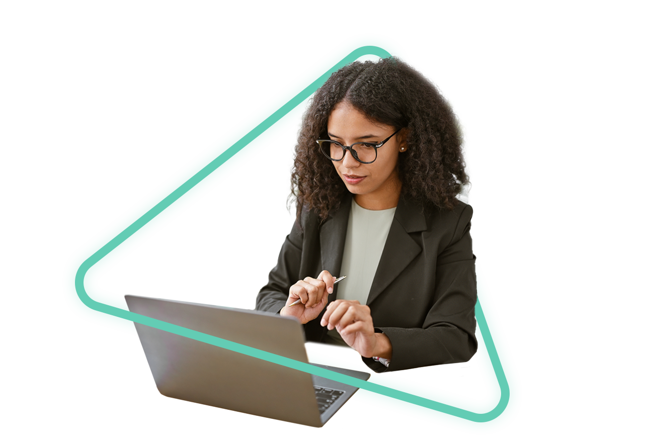 Lady working at a laptop