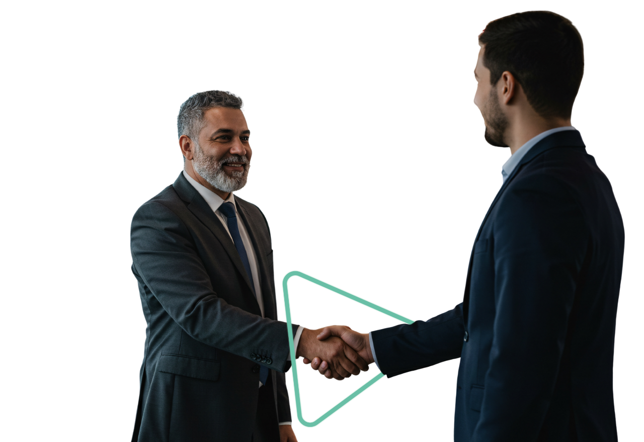 Professional Business Man shaking heads after securing a loan for a limited business